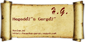 Hegedűs Gergő névjegykártya